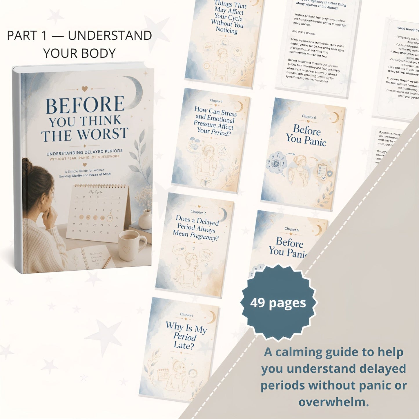 Stop spiraling every time your period is late — and start understanding your cycle, calming the fear, and tracking it with confidence. - Norayaa